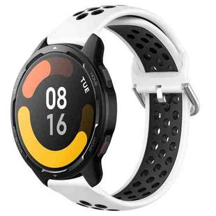 For Xiaomi Watch S1 Active 22mm Perforated Breathable Sports Silicone Watch Band(White+Black)