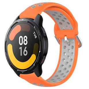 For Xiaomi Watch S1 Active 22mm Perforated Breathable Sports Silicone Watch Band(Orange+Grey)