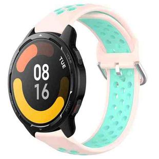 For Xiaomi Watch S1 Active 22mm Perforated Breathable Sports Silicone Watch Band(Pink+ Water Duck)