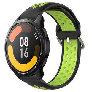 For Xiaomi Watch S1 Active 22mm Perforated Breathable Sports Silicone Watch Band(Black+Lime)