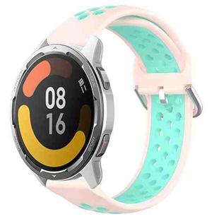For Xiaomi MI Watch Color 2 22mm Perforated Breathable Sports Silicone Watch Band(Pink+ Water Duck)