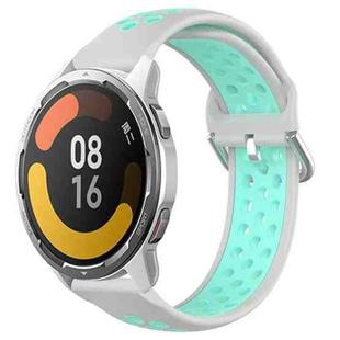 For Xiaomi MI Watch Color 2 22mm Perforated Breathable Sports Silicone Watch Band(Grey+Water Duck)