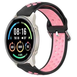 For Xiaomi MI Watch Sport 22mm Perforated Breathable Sports Silicone Watch Band(Black+Pink)