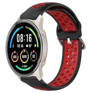 For Xiaomi MI Watch Sport 22mm Perforated Breathable Sports Silicone Watch Band(Black+Red)