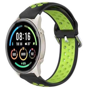 For Xiaomi MI Watch Sport 22mm Perforated Breathable Sports Silicone Watch Band(Black+Lime)