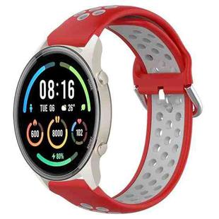 For Xiaomi MI Watch Sport 22mm Perforated Breathable Sports Silicone Watch Band(Red+Grey)