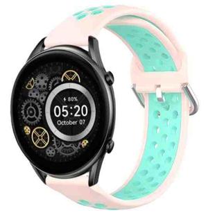 For Xiaomi Haylou RT2 LS10 22mm Perforated Breathable Sports Silicone Watch Band(Pink+ Water Duck)