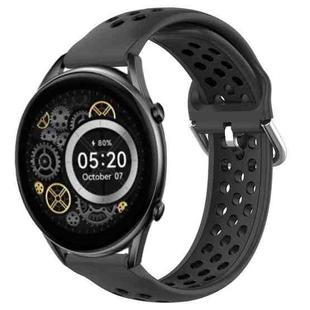 For Xiaomi Haylou RT2 LS10 22mm Perforated Breathable Sports Silicone Watch Band(Black)