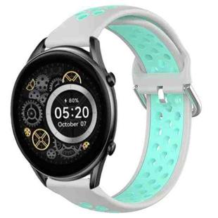 For Xiaomi Haylou RT2 LS10 22mm Perforated Breathable Sports Silicone Watch Band(Grey+Water Duck)