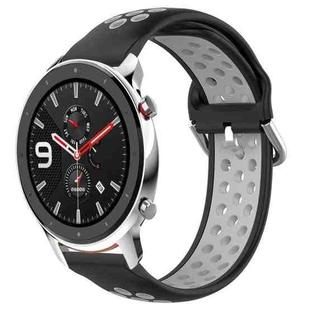 For Amazfit GTR 4 22mm Perforated Breathable Sports Silicone Watch Band(Black+ Grey)