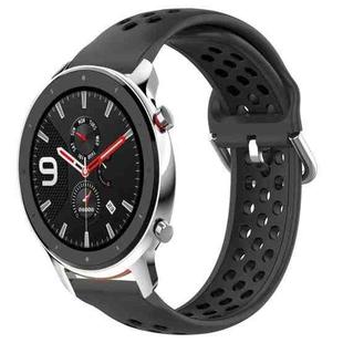 For Amazfit GTR 4 22mm Perforated Breathable Sports Silicone Watch Band(Black)