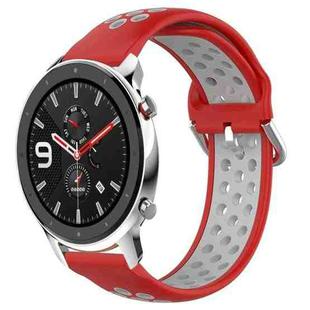 For Amazfit GTR 4 22mm Perforated Breathable Sports Silicone Watch Band(Red+Grey)