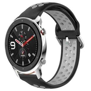 For Amazfit GTR 4 Pro 22mm Perforated Breathable Sports Silicone Watch Band(Black+ Grey)