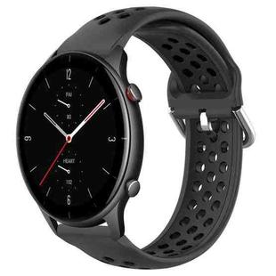 For Amazfit GTR 2e 22mm Perforated Breathable Sports Silicone Watch Band(Black)