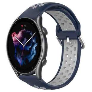 For Amazfit 3 22mm Perforated Breathable Sports Silicone Watch Band(Midnight Blue + Gray)