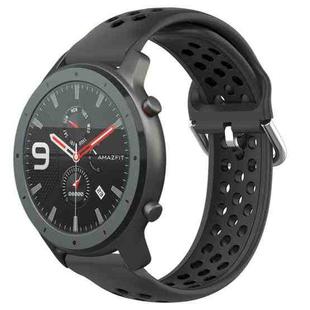 For Amazfit GTR 47mm 22mm Perforated Breathable Sports Silicone Watch Band(Black)