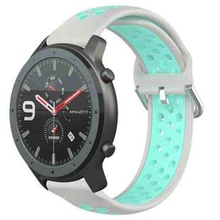 For Amazfit GTR 47mm 22mm Perforated Breathable Sports Silicone Watch Band(Grey+Water Duck)