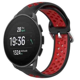 For Suunto 9 Peak Pro 22mm Perforated Breathable Sports Silicone Watch Band(Black+ Red)