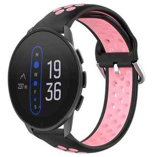 For Suunto 9 Peak 22mm Perforated Breathable Sports Silicone Watch Band(Black+Pink)