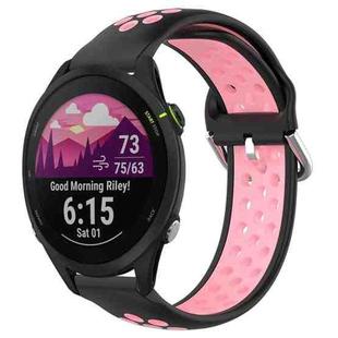 For Garmin Forerunner 255 22mm Perforated Breathable Sports Silicone Watch Band(Black+Pink)