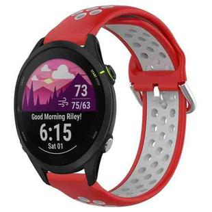 For Garmin Forerunner 255 Music 22mm Perforated Breathable Sports Silicone Watch Band(Red+Grey)