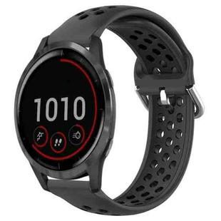 For Garmin Vivoactive4 22mm Perforated Breathable Sports Silicone Watch Band(Black)