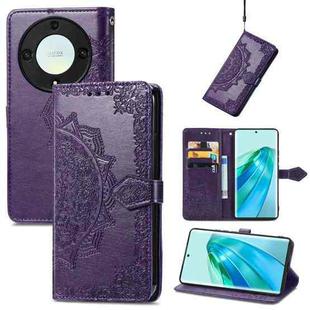 For Honor Magic5 Lite Mandala Flower Embossed Leather Phone Case(Purple)