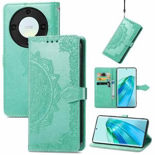For Honor X9a Mandala Flower Embossed Leather Phone Case(Green)