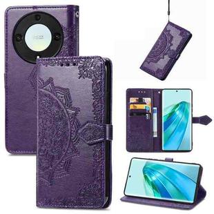 For Honor X40 Mandala Flower Embossed Leather Phone Case(Purple)