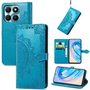 For Honor X6a Mandala Flower Embossed Leather Phone Case(Blue)