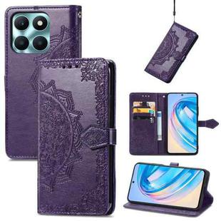 For Honor X6a Mandala Flower Embossed Leather Phone Case(Purple)