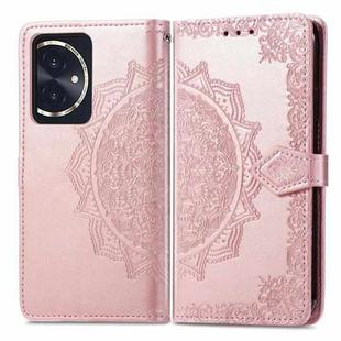 For Honor 100 Mandala Flower Embossed Leather Phone Case(Rose Gold)