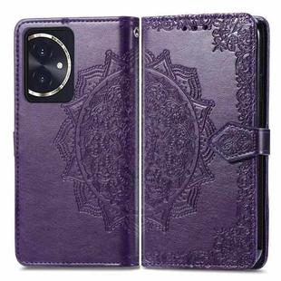 For Honor 100 Mandala Flower Embossed Leather Phone Case(Purple)