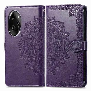 For Honor 100 Pro Mandala Flower Embossed Leather Phone Case(Purple)