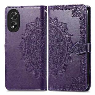For Honor X5 Plus Mandala Flower Embossed Leather Phone Case(Purple)