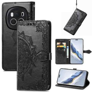 For Honor Magic6 Pro Mandala Flower Embossed Leather Phone Case(Black)