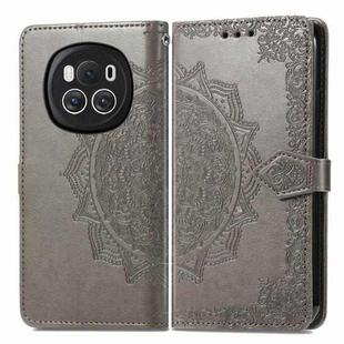 For Honor Magic6 Mandala Flower Embossed Leather Phone Case(Gray)
