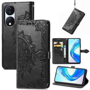 For Honor X7b Mandala Flower Embossed Leather Phone Case(Black)