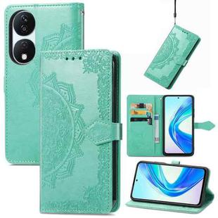 For Honor X7b Mandala Flower Embossed Leather Phone Case(Green)