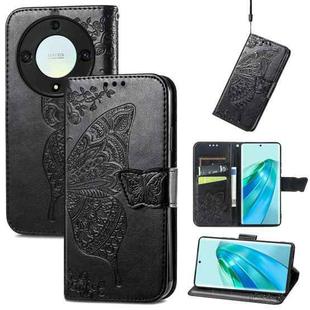 For Honor Magic5 Lite Butterfly Love Flower Embossed Leather Phone Case(Black)