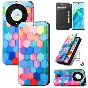 For Honor Magic5 Lite CaseNeo Colorful Magnetic RFID Anti-theft Leather Phone Case(Color Square)