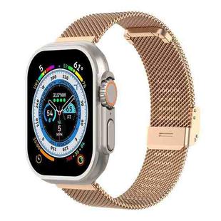 Milan Metal Steel Mesh Integrated Buckle Watch Band For Apple Watch Ultra 49mm / Series 8&7 45mm(Rose Gold)