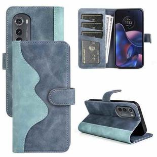 For Motorola Moto Edge 2022 Stitching Horizontal Flip Leather Phone Case(Blue)