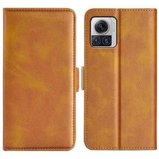 For Motorola Moto X30 Pro Dual-side Magnetic Buckle Horizontal Flip Leather Phone Case(Yellow)