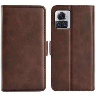 For Motorola Moto X30 Pro Dual-side Magnetic Buckle Horizontal Flip Leather Phone Case(Brown)