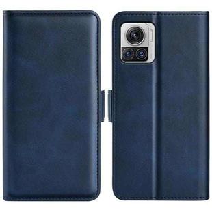 For Motorola Moto X30 Pro Dual-side Magnetic Buckle Horizontal Flip Leather Phone Case(Dark Blue)