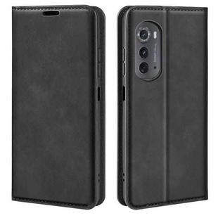 For Motorola Moto Edge 2022 Retro-skin  Magnetic Suction Leather Phone Case(Black)