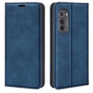 For Motorola Moto Edge 2022 Retro-skin  Magnetic Suction Leather Phone Case(Dark Blue)