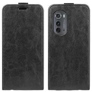 For Motorola Moto Edge 2022 R64 Texture Single Vertical Flip Leather Phone Case(Black)