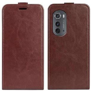 For Motorola Moto Edge 2022 R64 Texture Single Vertical Flip Leather Phone Case(Brown)